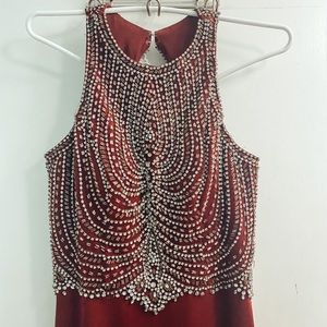 dark red prom dress